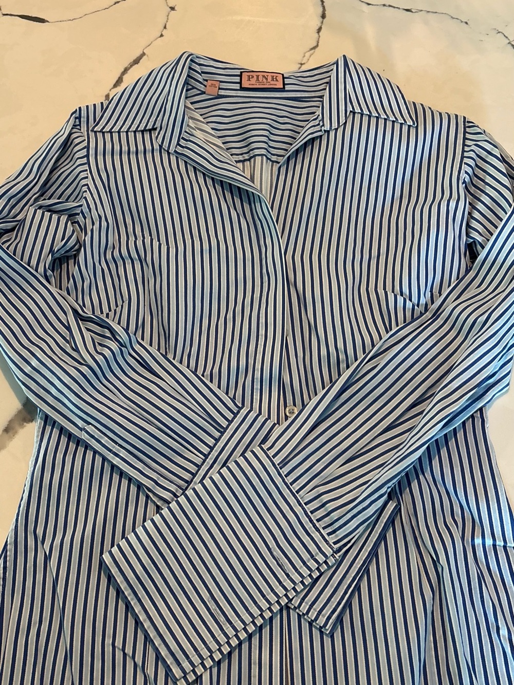 PINK Blue and White Striped Women’s Dress Shirt